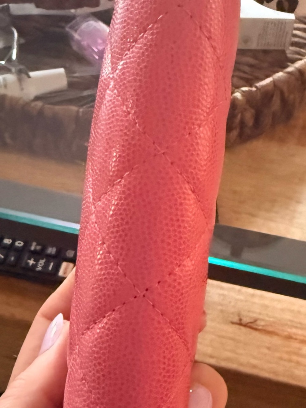 CHANEL Continental Quilted Coral Pink Caviar Leather Wallet with Gold CC - Picture 6 of 11